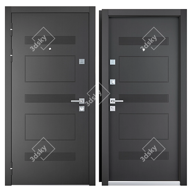 Straj Favorit Metal Entrance Door - 900 x 2050 mm 3D model image 3