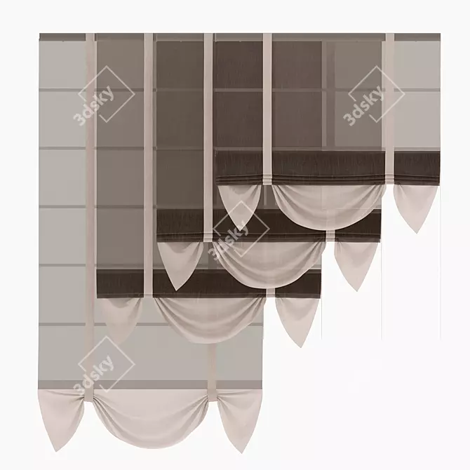 Elegant Tulle Roman Blind 3D model image 1