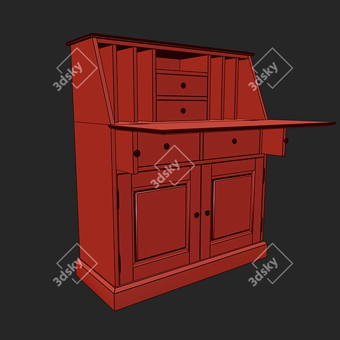 Betta Pine Secretary - Elegant and Practical 3D model image 4