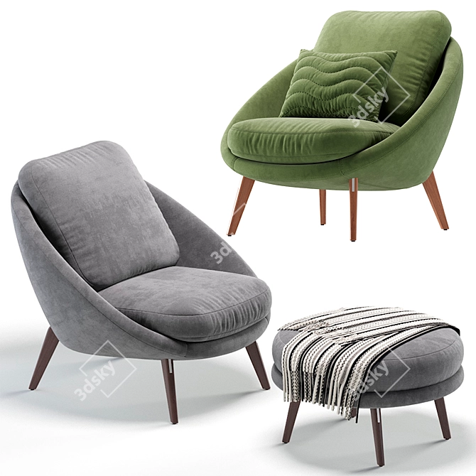 Lido by Minotti: Versatile Armchair in 6 Colors 3D model image 2