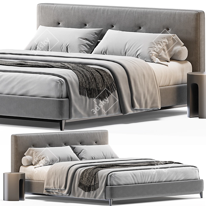 Luxury Quilted Bed by Minotti 3D model image 1
