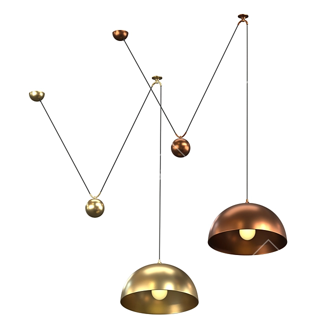 Elegant Duos Pendant Lamp 3D model image 1