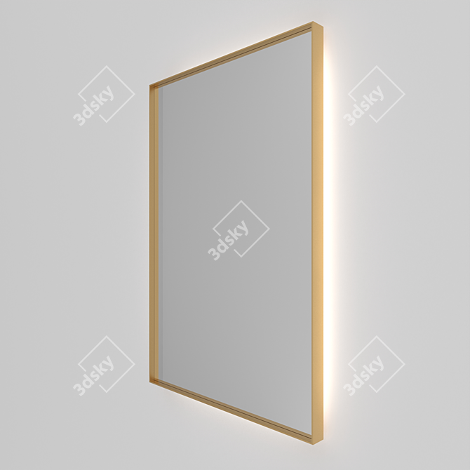 Sleek Aluminum Frame Mirror with Illumination 3D model image 2