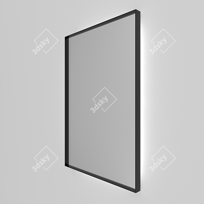 Sleek Aluminum Frame Mirror with Illumination 3D model image 3