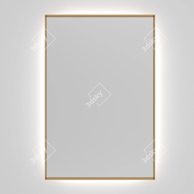 Sleek Aluminum Frame Mirror with Illumination 3D model image 5