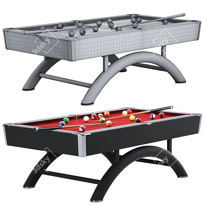 Sleek Pool Table Design 3D model image 4