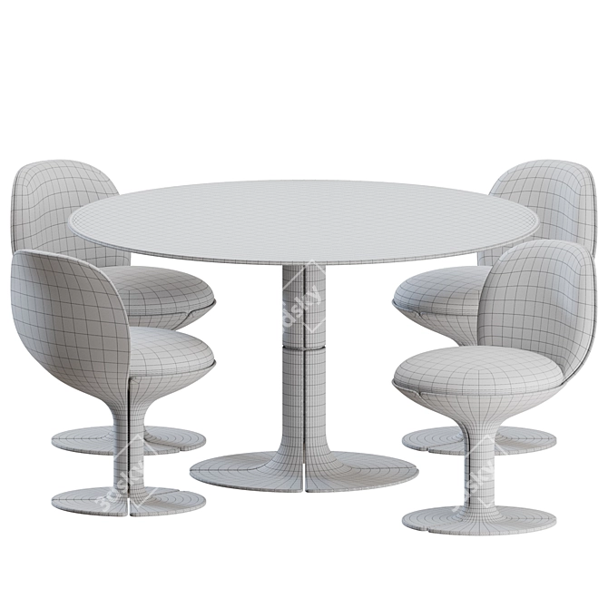 Mid Century Elysee Dining Set 3D model image 3