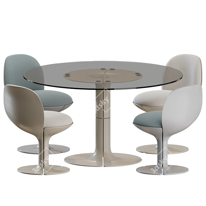 Mid Century Elysee Dining Set 3D model image 4