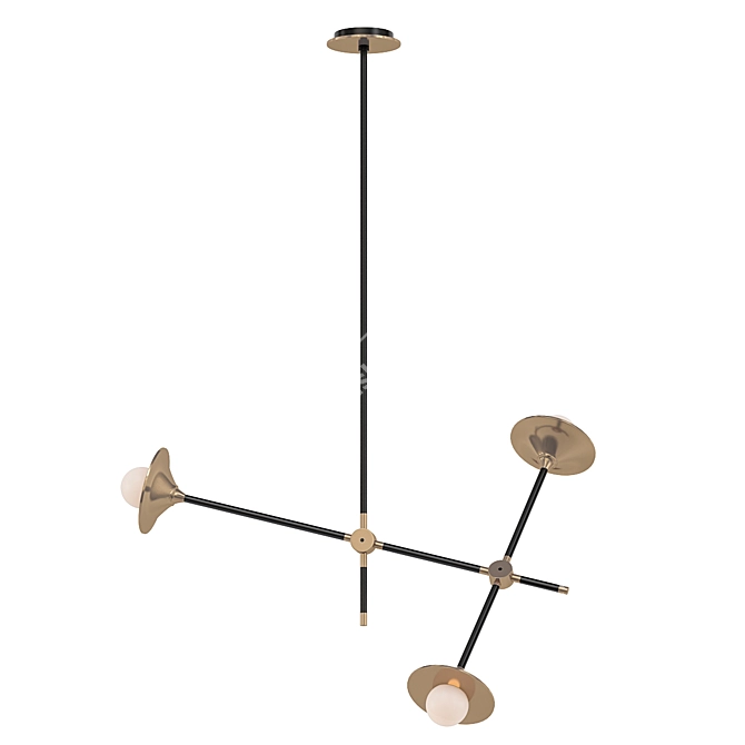 Sleek Collared Baton Chandelier 3D model image 1