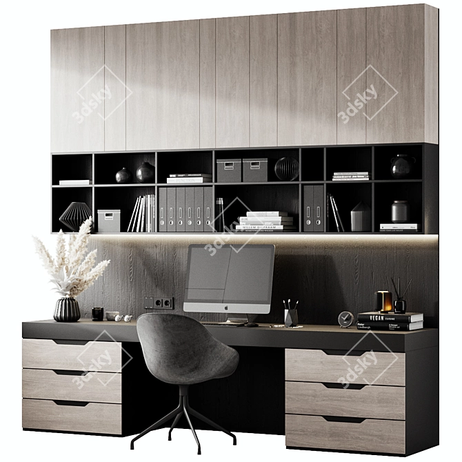 Modern Home Office Desk 3D model image 1