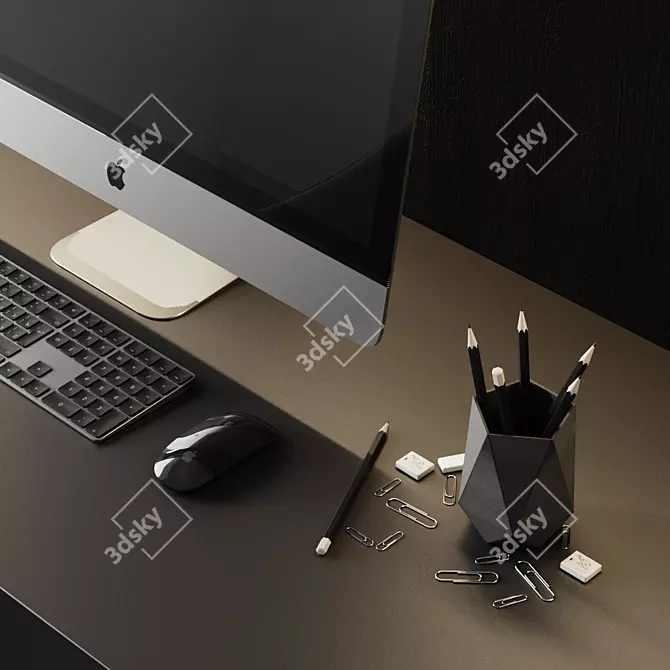 Modern Home Office Desk 3D model image 2