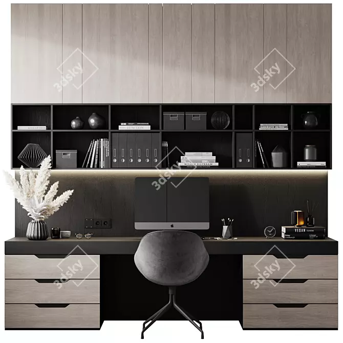 Modern Home Office Desk 3D model image 3