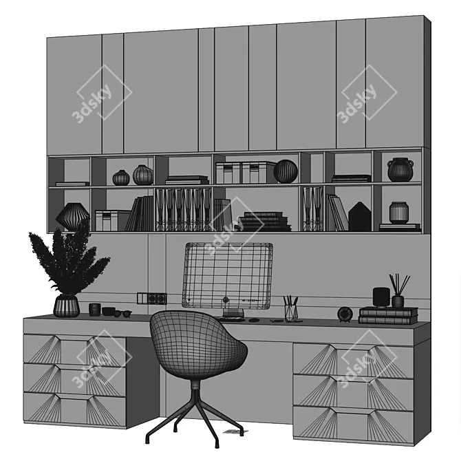 Modern Home Office Desk 3D model image 6