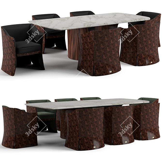 Bentley Home Dinning Set: Newent Chair & Aldford Table 3D model image 1