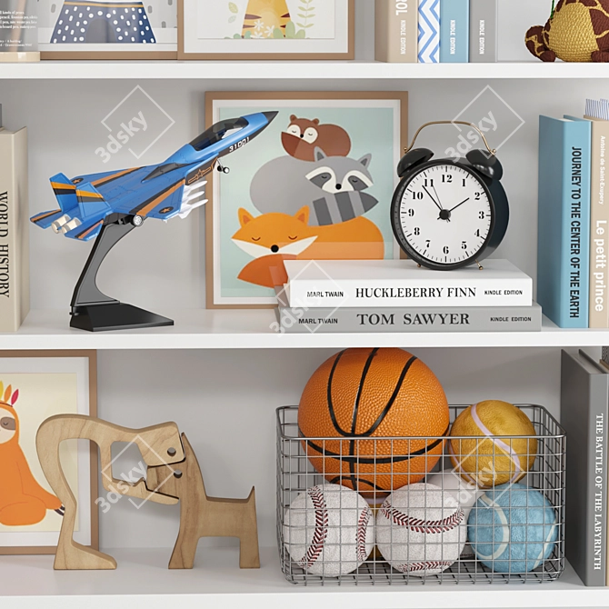 Interactive Kids' Decor Set with Globe, Robot, Car Toy & More 3D model image 3