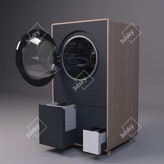 Wooden Laundry Sorter: Efficient and Eco-Friendly 3D model image 4