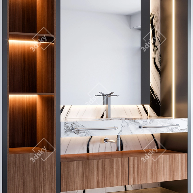 Modern 160cm Bathroom Furniture Set 3D model image 2