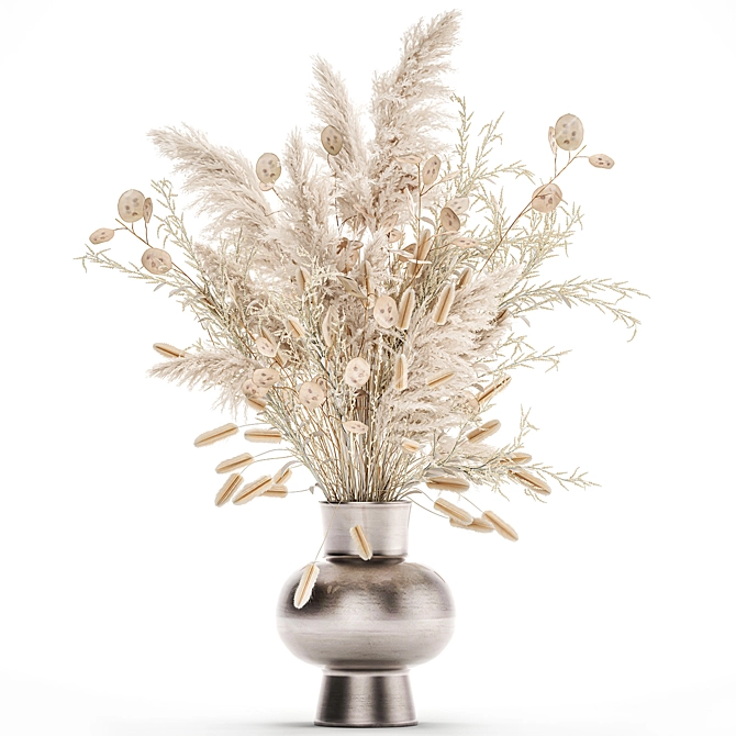 Elegant White Reed Floral Arrangement 3D model image 1