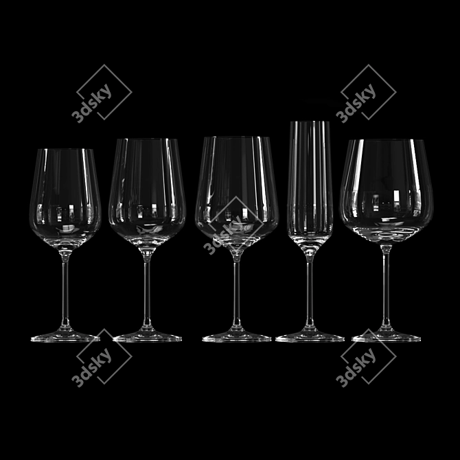 Elegant Tori Wine Glasses Set 3D model image 1