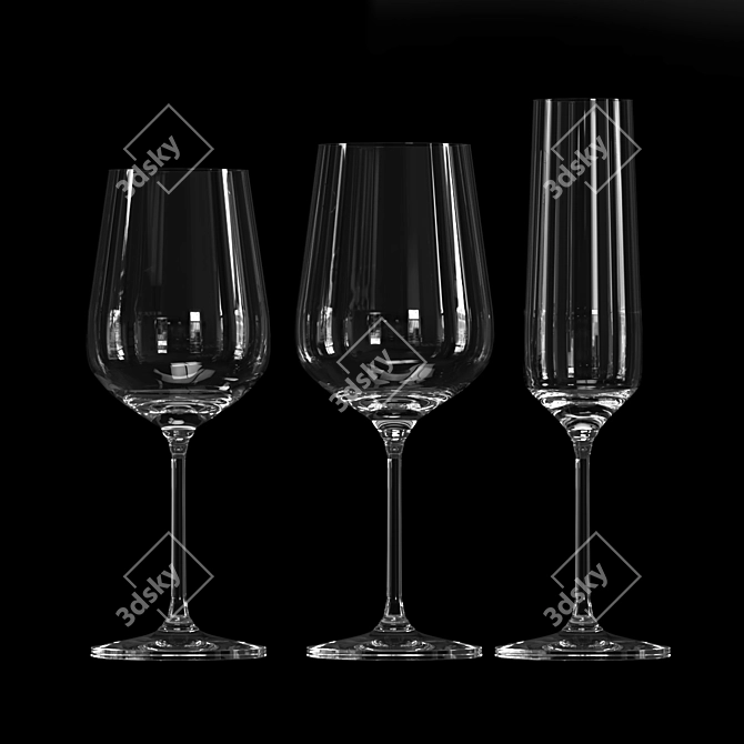 Elegant Tori Wine Glasses Set 3D model image 3