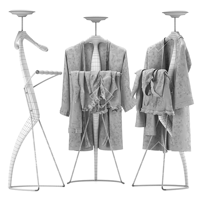 Valet Stand Porada Sir-Bis 2 with Peignoir and Stockings

 Stylish Floor Standing Clothes Valet with Two Sets of 3D model image 4