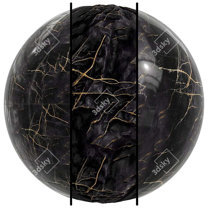 Elegant Marble Slab - Black & Gold 3D model image 1