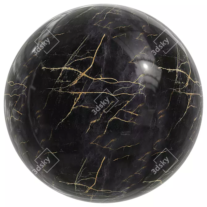 Elegant Marble Slab - Black & Gold 3D model image 3