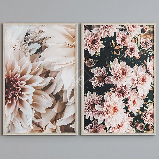 Modern Flower Picture Frame Set 3D model image 2