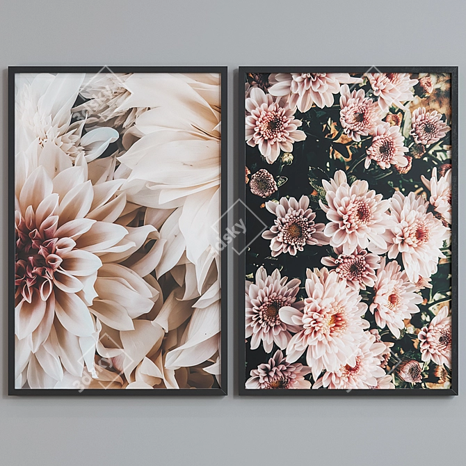 Modern Flower Picture Frame Set 3D model image 4