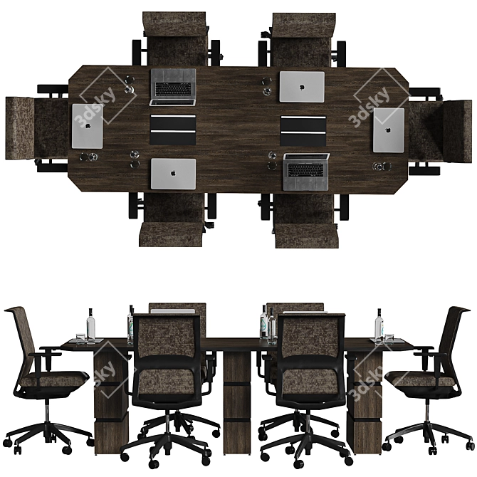 Modern Brown Conference Table 3D model image 2