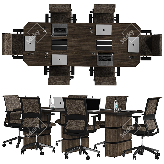 Modern Brown Conference Table 3D model image 4