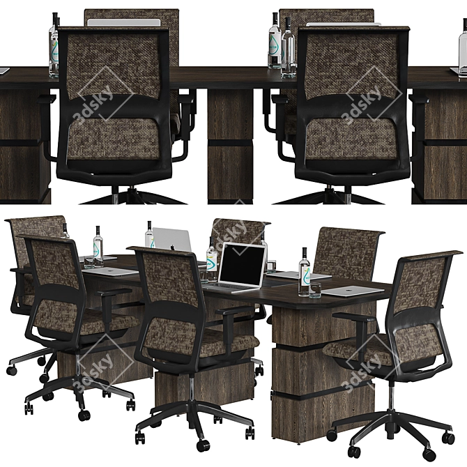 Modern Brown Conference Table 3D model image 6