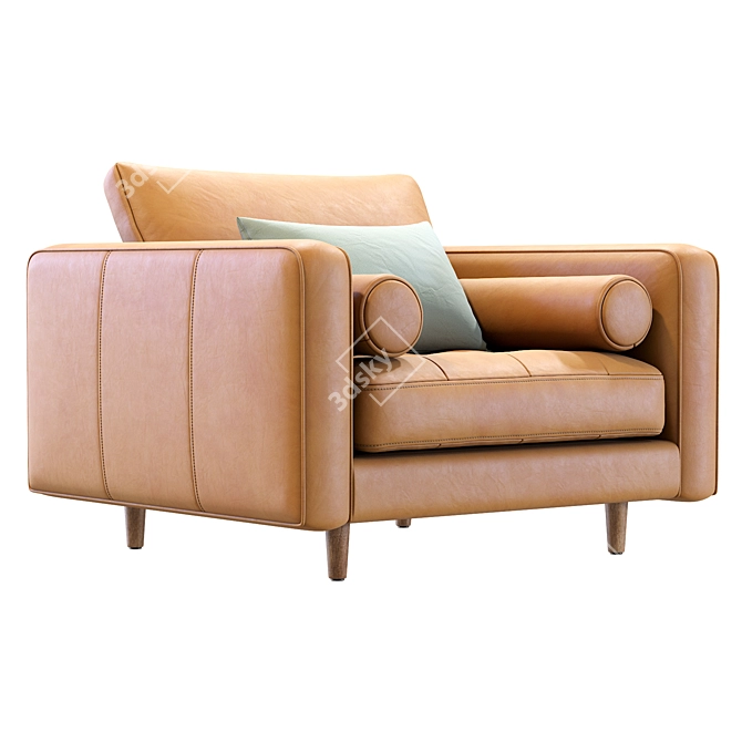 Sleek Sven Tan Leather Chair 3D model image 2