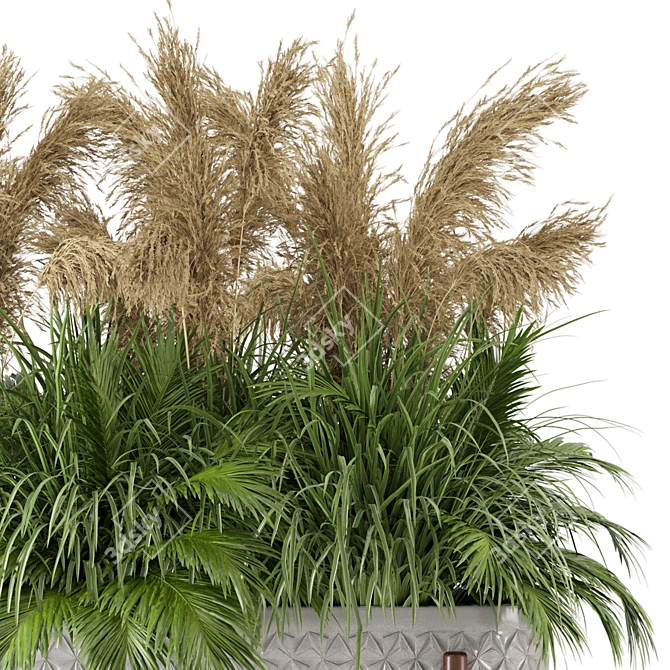 Stone Pot Bush Set - Outdoor Plants 3D model image 3