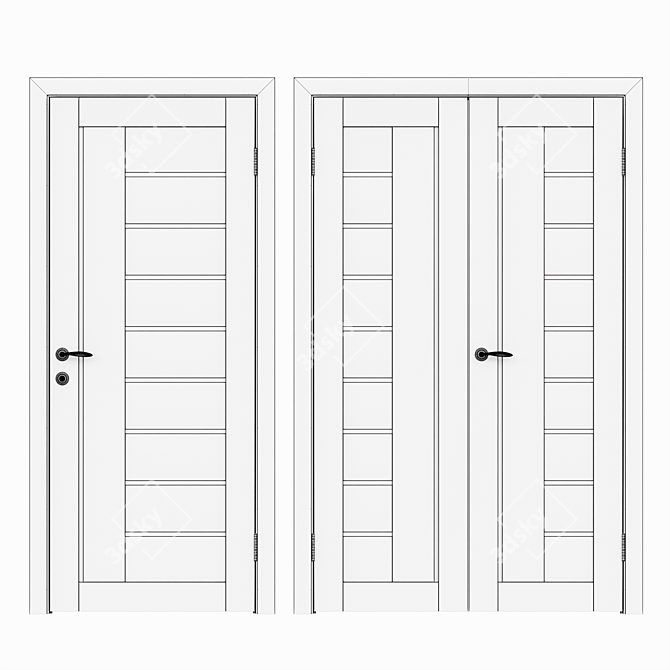 Title: Twist 4 Modern Interroom Door 3D model image 4