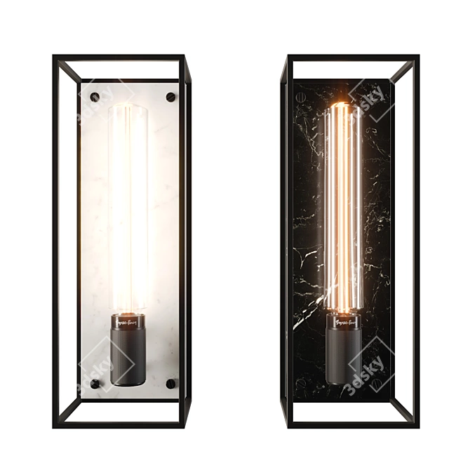 Black Metal Cage Wall Light 3D model image 1