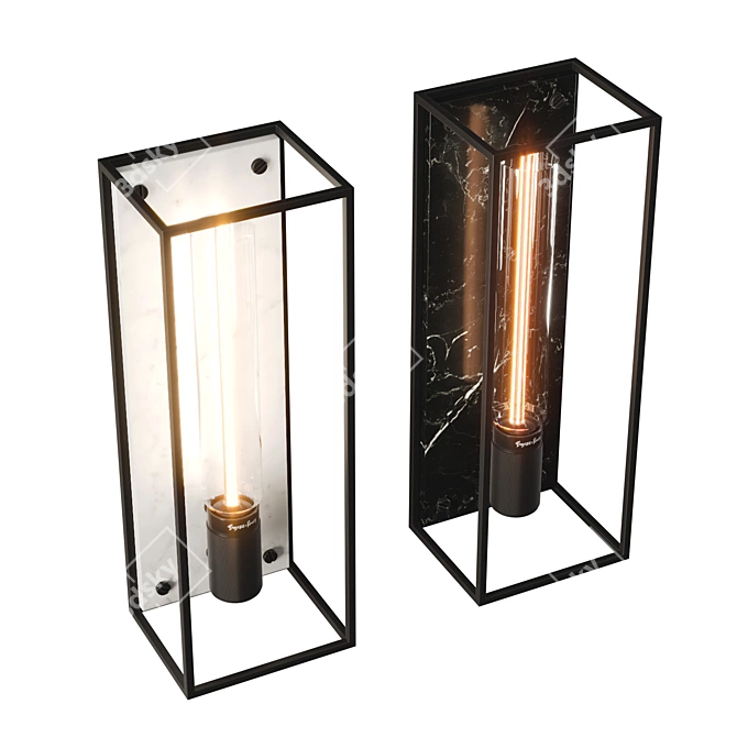 Black Metal Cage Wall Light 3D model image 2