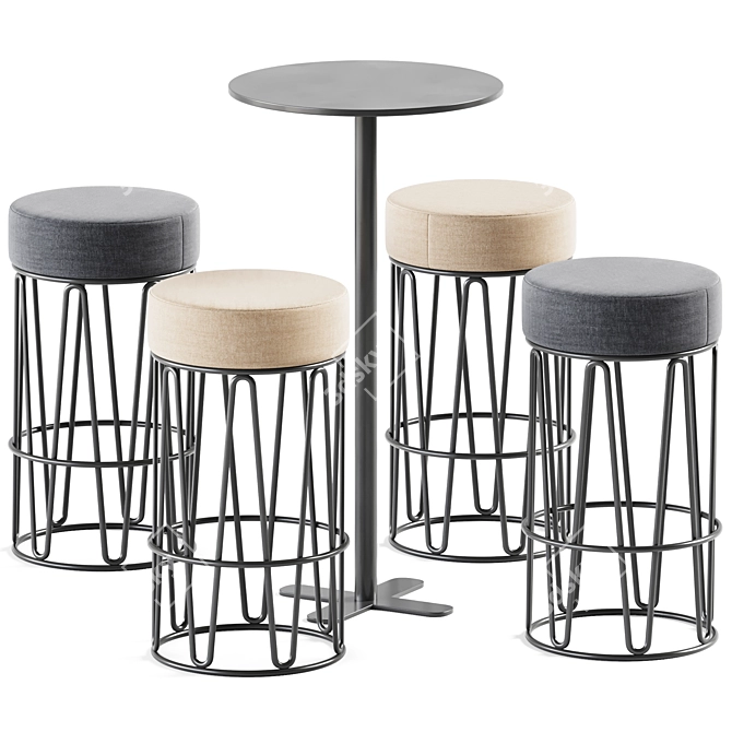  iSimar Antibes Table & Lagarto Outdoor Bar Stool Set 3D model image 1