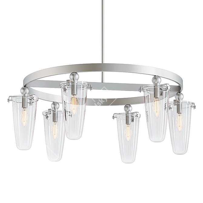 Elegant Brushed Nickel Chandelier 3D model image 1