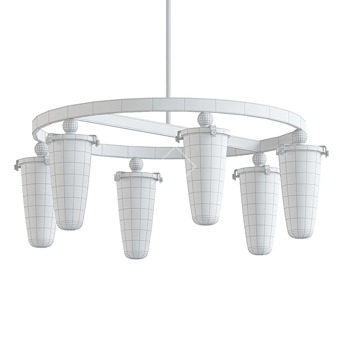 Elegant Brushed Nickel Chandelier 3D model image 2