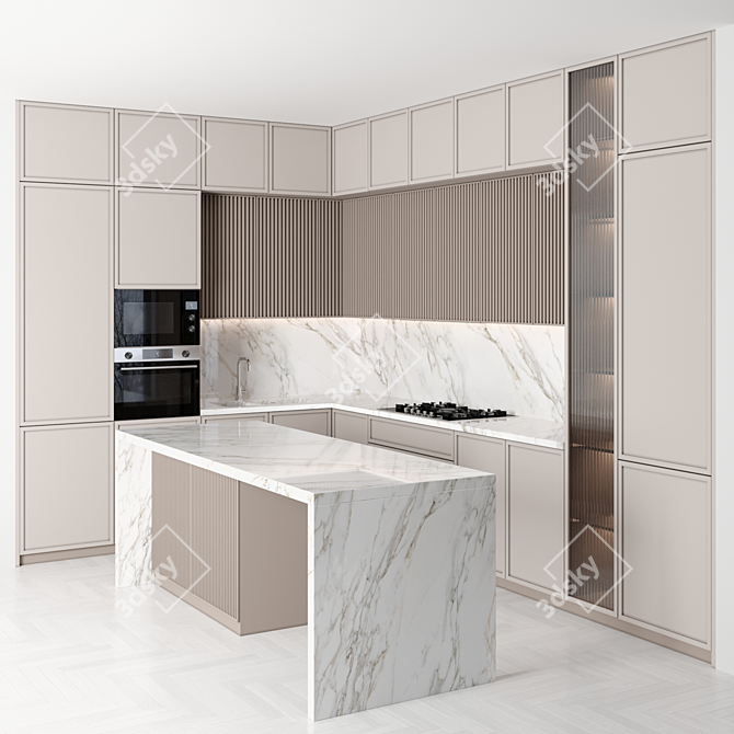 Modern Kitchen - Modular Design, High quality, Renders 3D model image 1