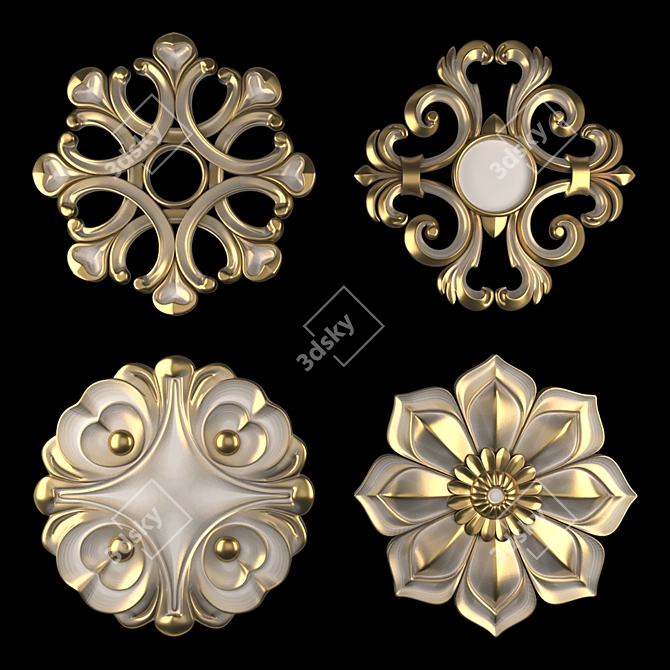 16 Rosettes: Gold-Gypsum Blend 3D model image 4