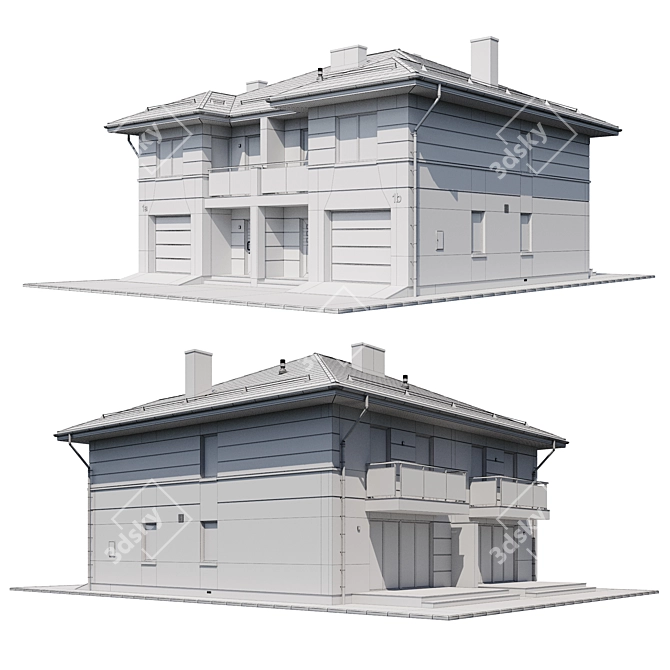 Modern Cottage Home: 3D Model 3D model image 2