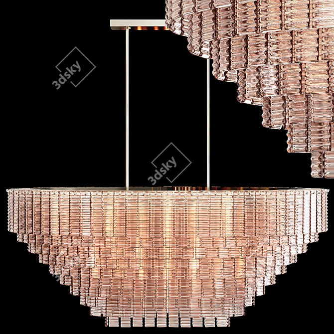 Sirene Oval Chandelier: Elegant Nickel & Clear Glass 3D model image 1