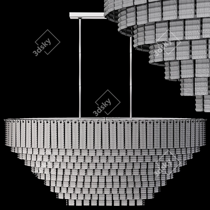 Sirene Oval Chandelier: Elegant Nickel & Clear Glass 3D model image 2