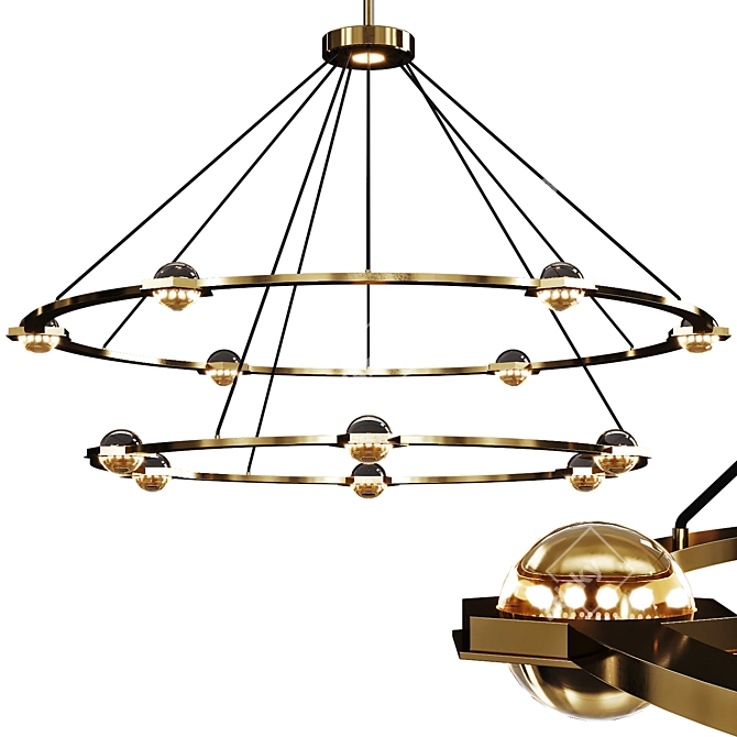 Eclatant Brass 2-Tier Chandelier 3D model image 1