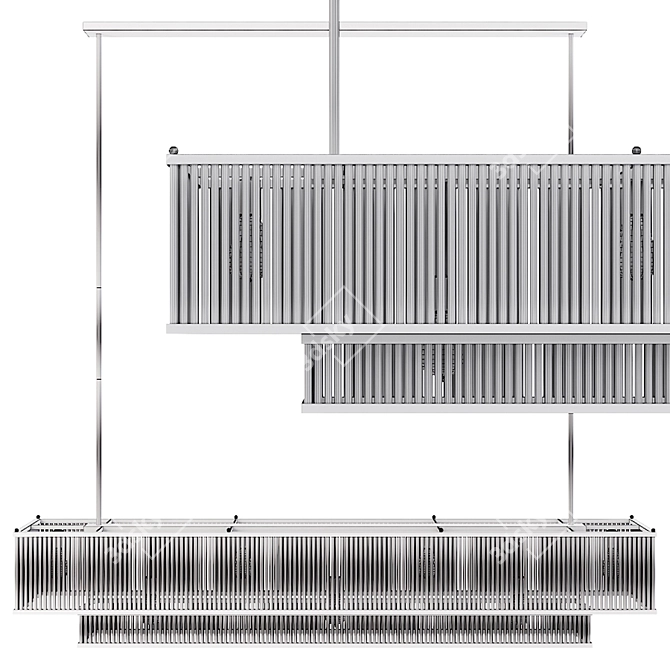 Marais Linear Chandelier: Elegant Nickel Fixture 3D model image 2