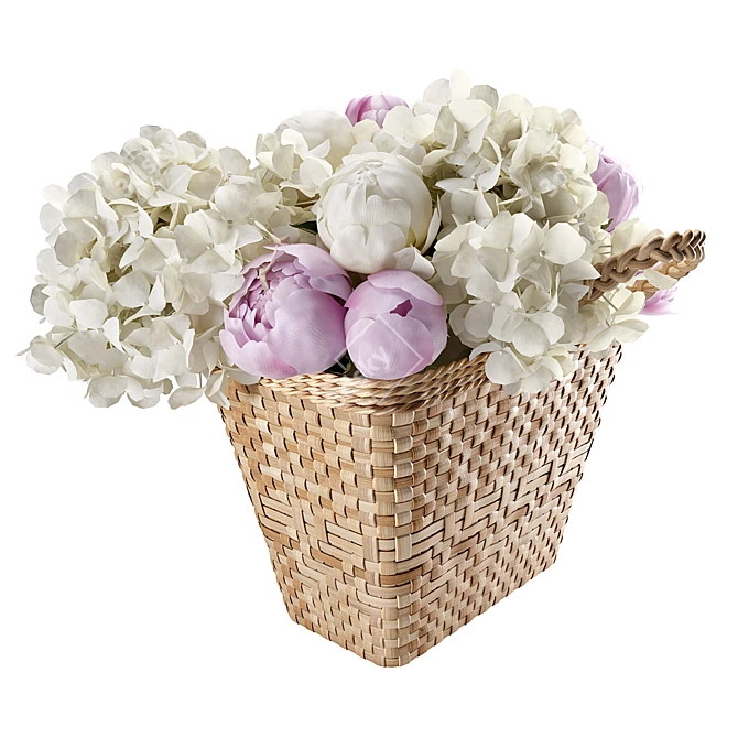 Elegant Floral Basket 3D model image 5