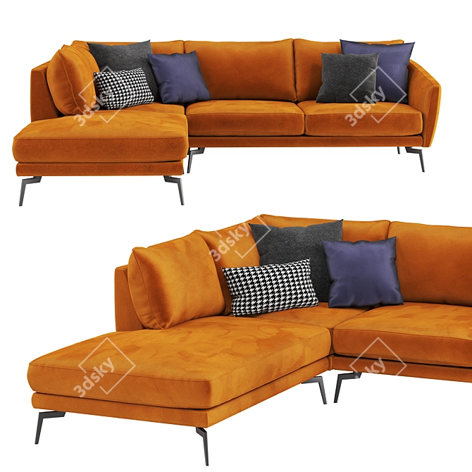 Elegant Coral Modular Sofa 3D model image 5