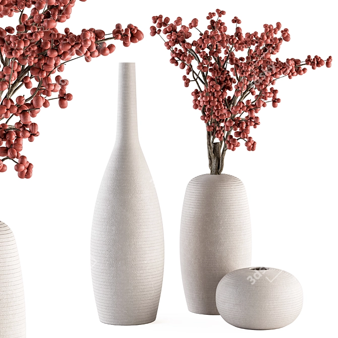 Berry Branch Bouquet - Concrete Vase 3D model image 1